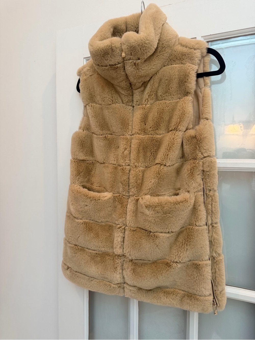 Patti Kim New York Designer Chic Faux Fur Lauren Vest Toast Brown Size XS - Picture 5 of 16